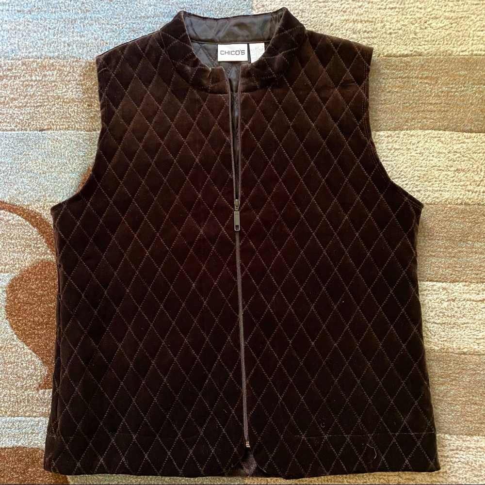 Chicos Diamond Quilted Velvet Vest